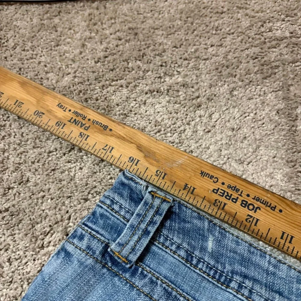 Lei Ashley Ultra Low Rise Denim Capri Jeans Blue Y2K Embroidered Pockets Size 15